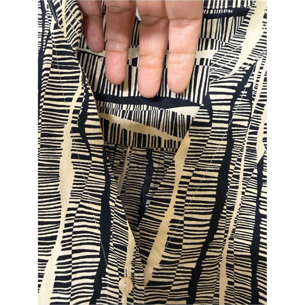 Nine West Boho Cotton Set sz L Belted Midi Skirt Puff Sleeve Top Neutral Resort - Picture 9 of 9